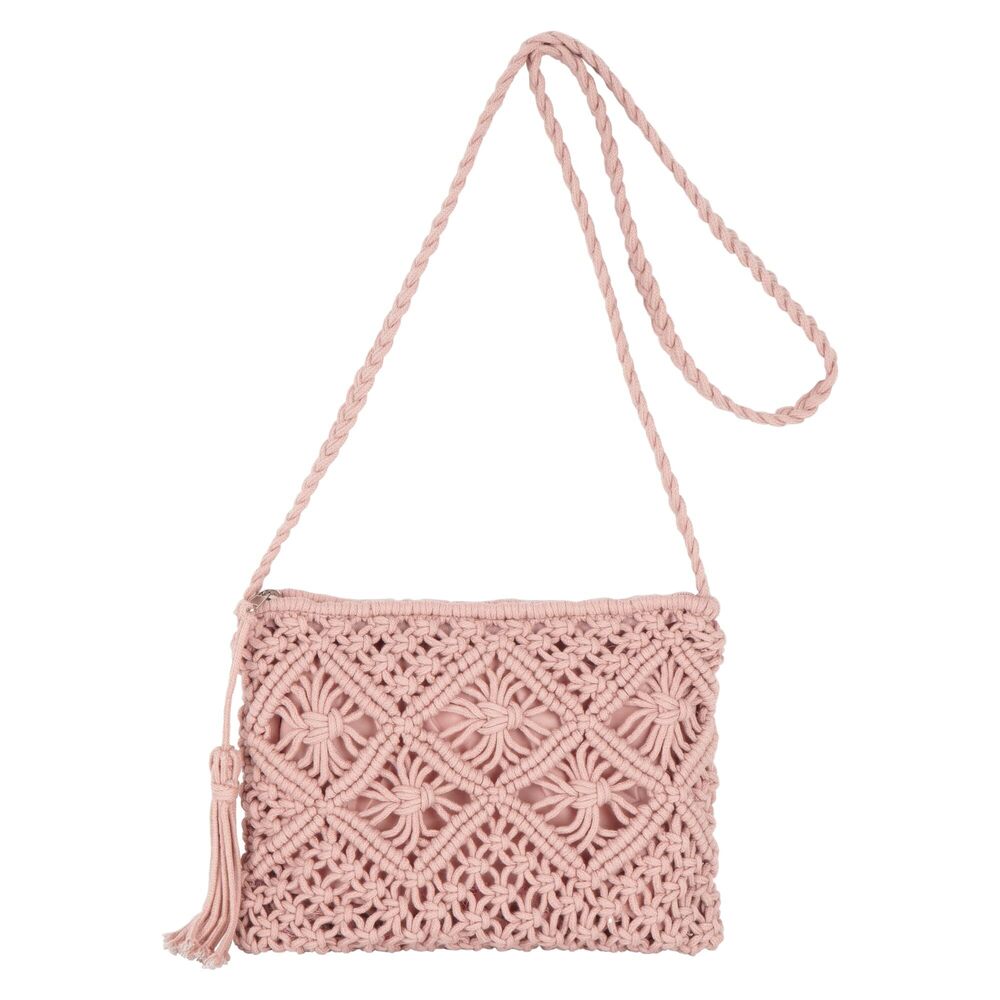1535 Small Fringed Cotton Crochet Cross-body Shoulder Bag Bohemian Beach